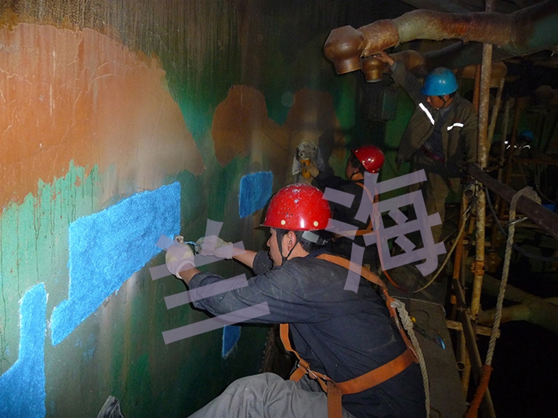 河北吸收塔喷淋层衬瓷修复现场